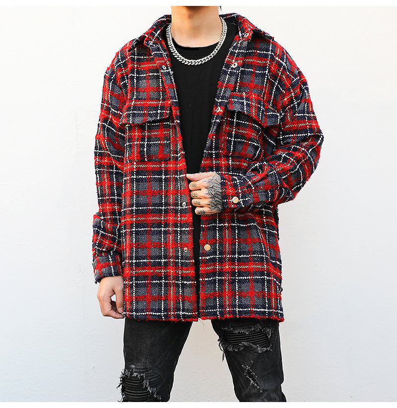 Casual All-match Loose flannel shirt Jacket Men