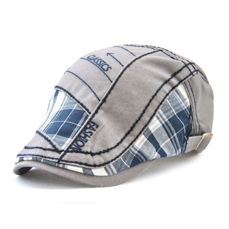 Duck Tongue Cap Plaid Patchwork Parallel Arrow