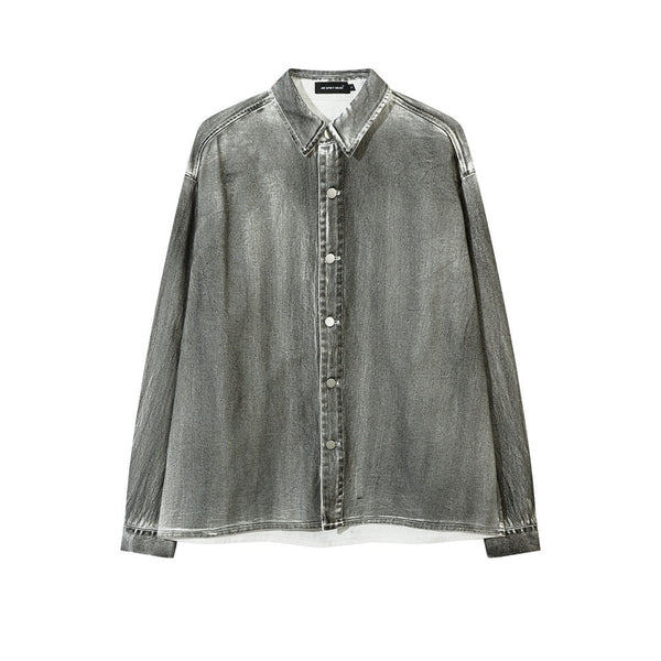 Heavy Distressed Dirty Denim Shirt For Men