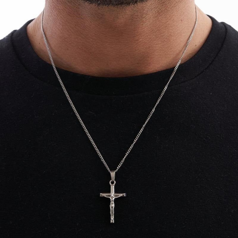 Stainless Steel Cross Pendant Punk Necklace