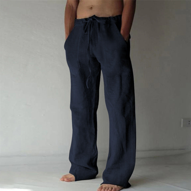 Men's Linen Leisure Solid Color Thin Trousers