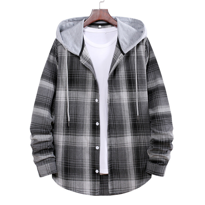 Plaid Shirt Men's Autumn Hooded Jacket