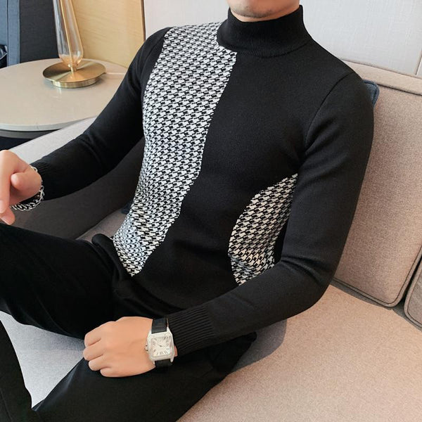Men's Black Tight Long Sleeve Sweater