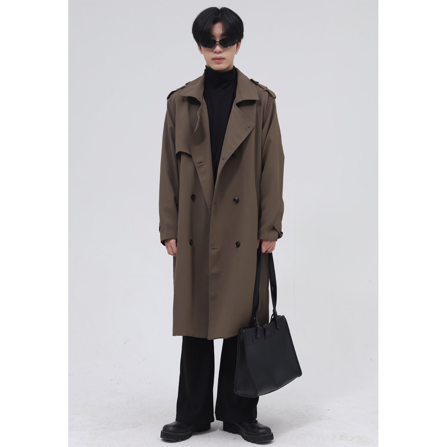 Double Breasted Simple Trench Coat Men's