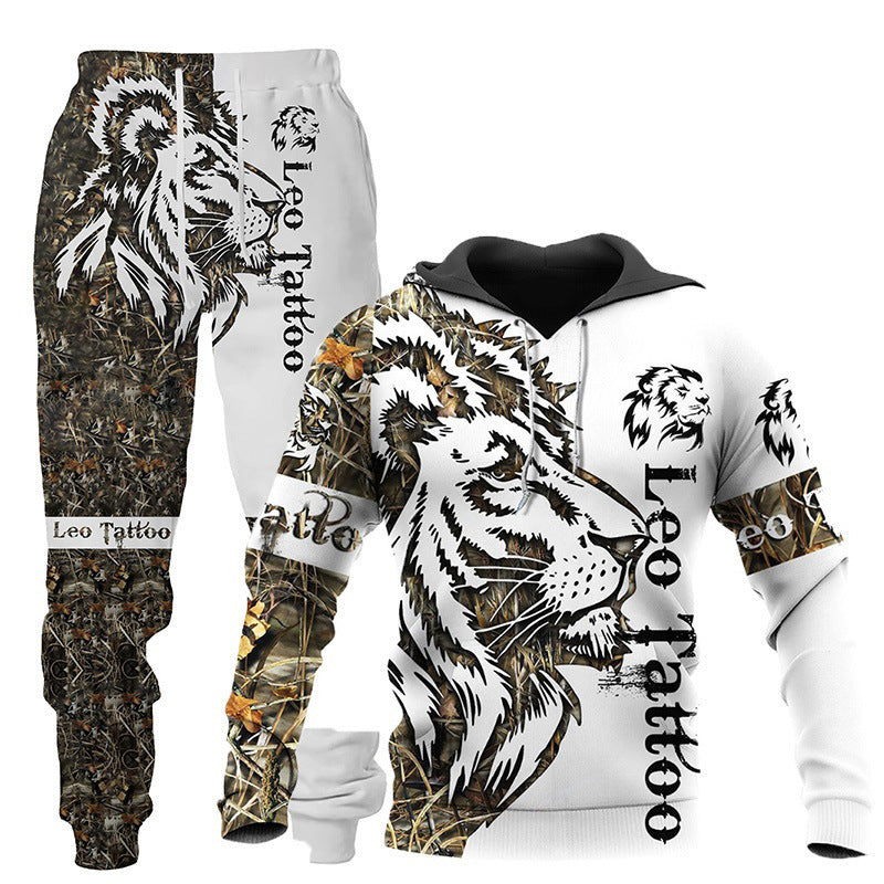 3D Wolf Print Tracksuit Men