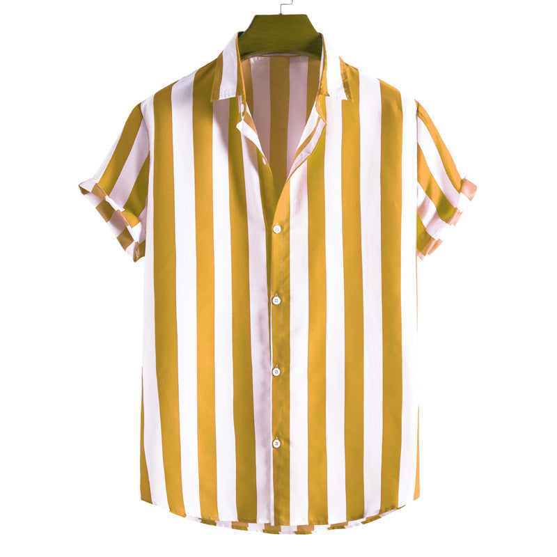 Summer Men's Striped Short-sleeved Shirt