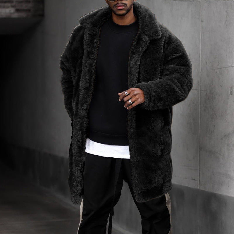 Men's Loose Casual Plush Mid-length Coat