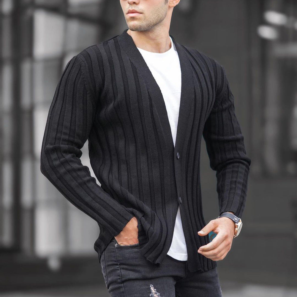 Cardigan Pit Strip Maglione Casual Slim Lavorato a Maglia