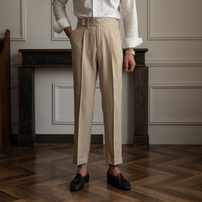 Tuscany Double Button Closure Pleated Trousers