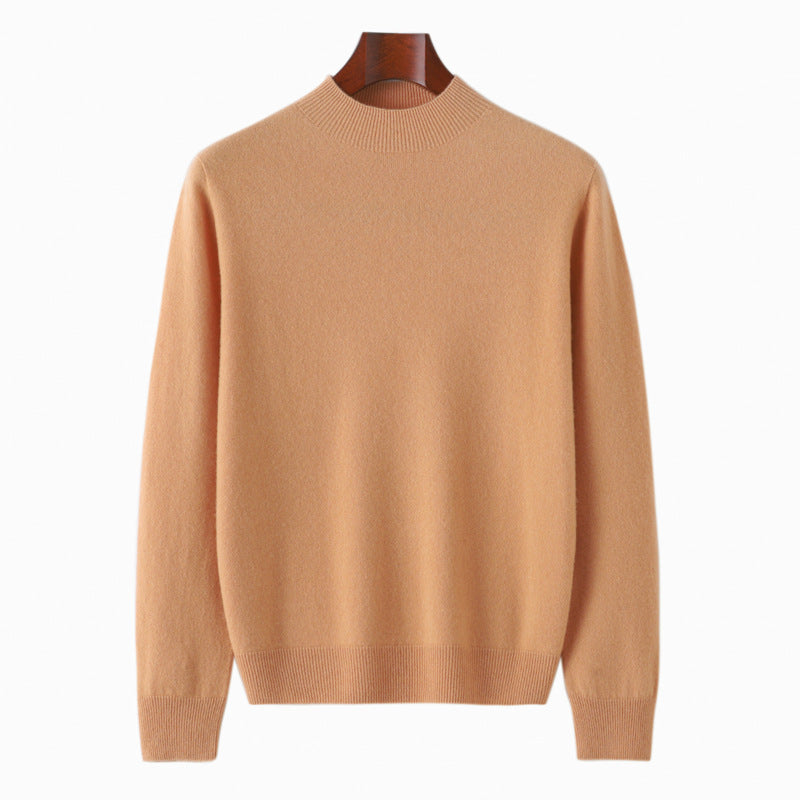 Men's Casual Half Turtleneck Warm Pure Color Cashmere Sweater