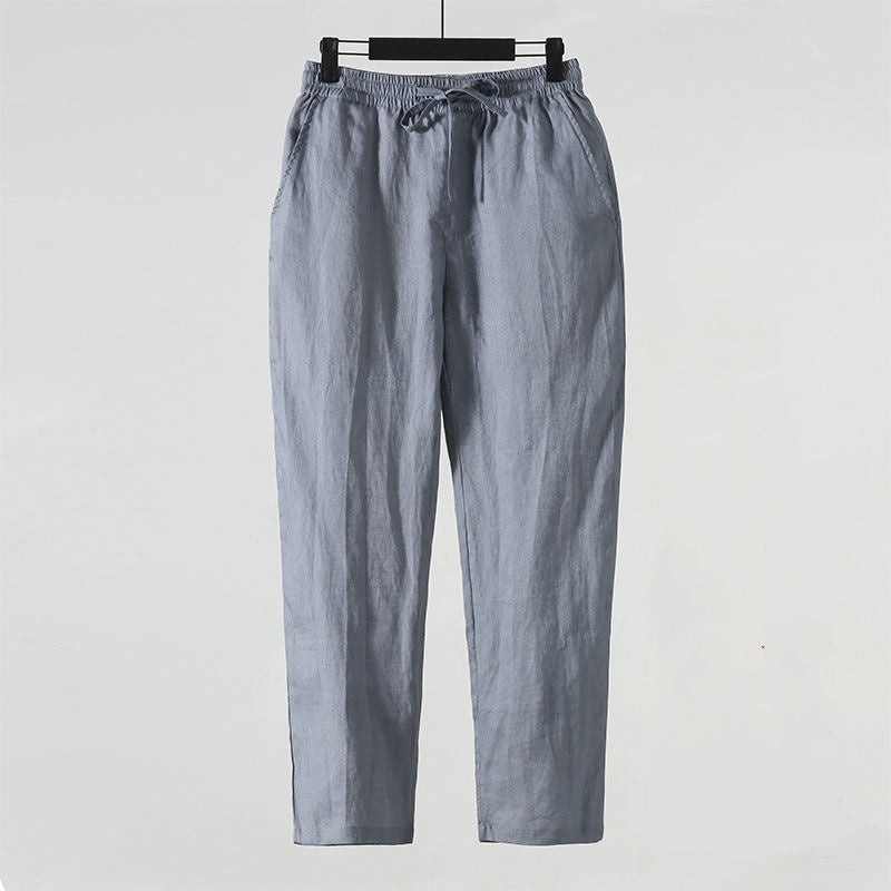 Men's Loose Plus Size Cotton And Linen Cropped Casual Pants