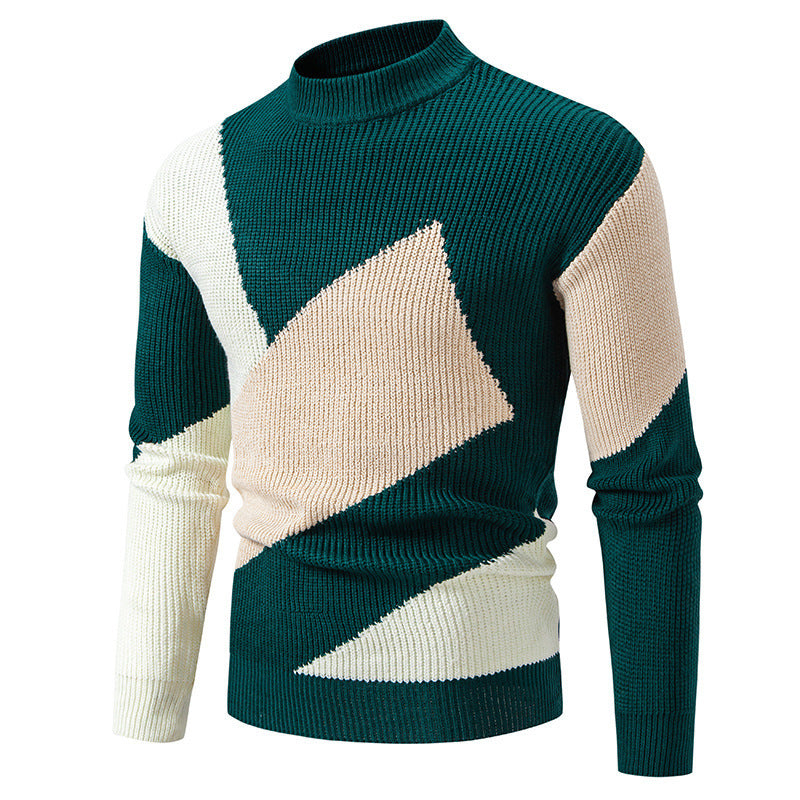 Men's Round Neck Multicolor Pullover Sweater