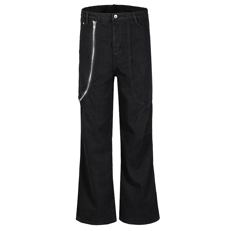 Wide Leg Pure Black Mop Jeans