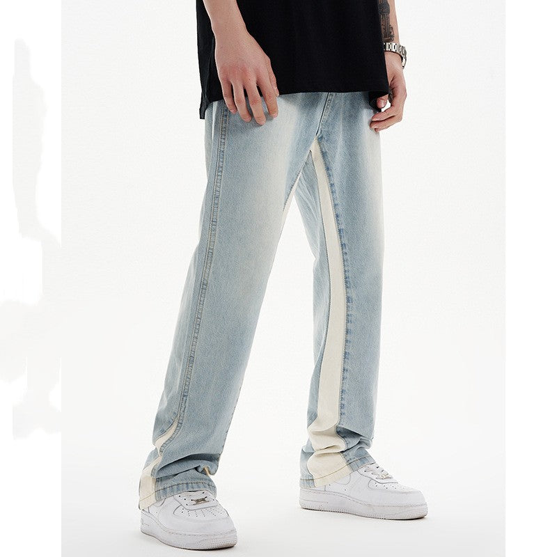 Men's Patchwork Casual Denim Trousers