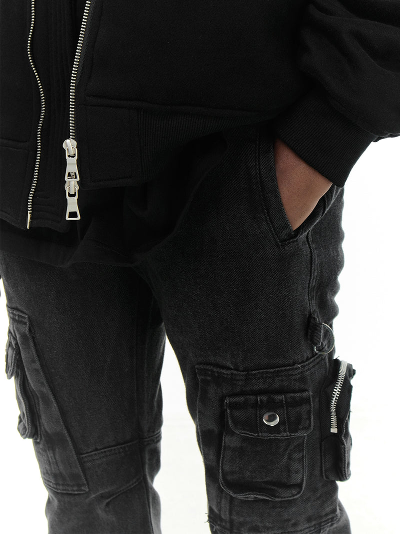 Pantalones de pierna recta con ropa de trabajo funcional con múltiples bolsillos