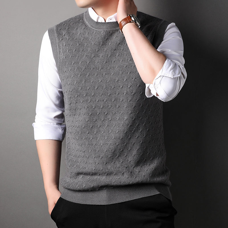 Autumn New Men's Round Neck Sleeveless Sweater Knitted Vest