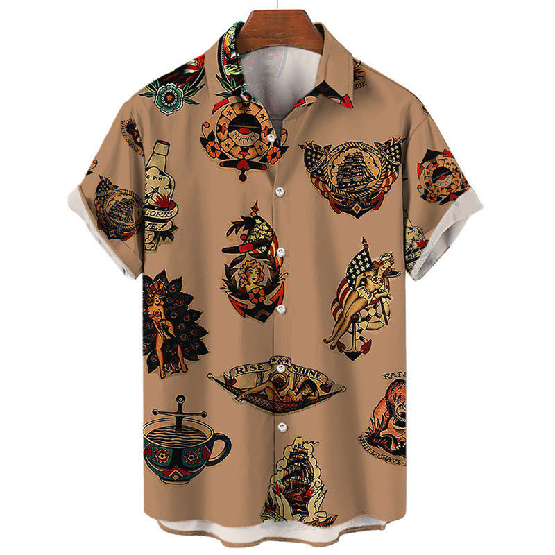 Men's Printing Hawaii Short Sleeve Polo Collar shirt