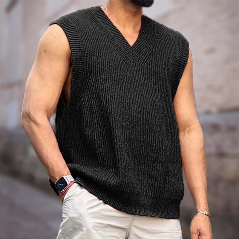 Knitwear Street Slim Fit V-neck Sleeveless Vest