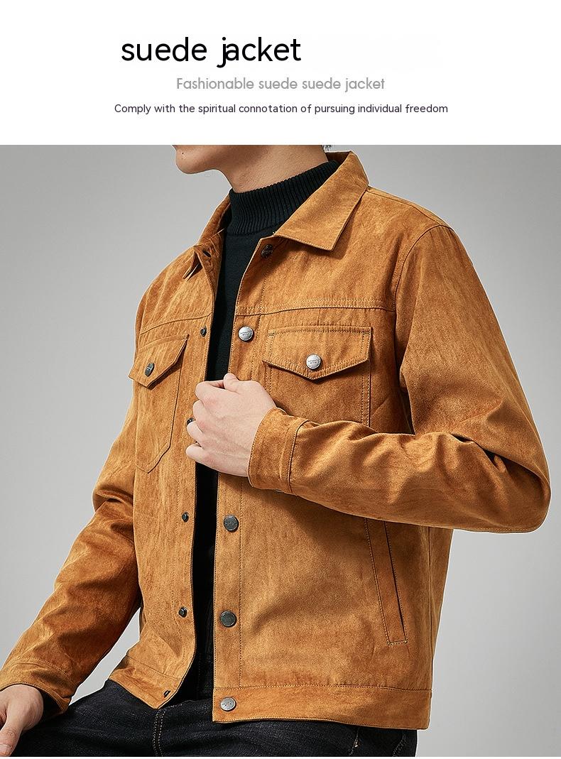 Men's Casual Suede Brushed Fabric British Style Jacket