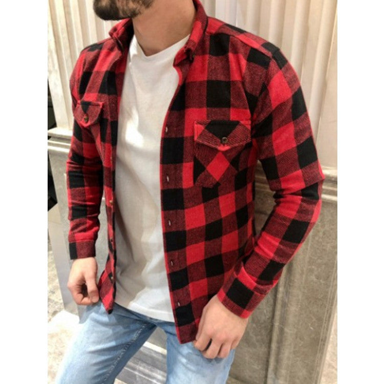 Cotton Brushed Plaid Shirt For Men