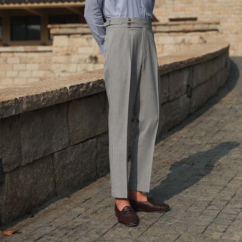 Massismo Pinstripe Pleated Trousers