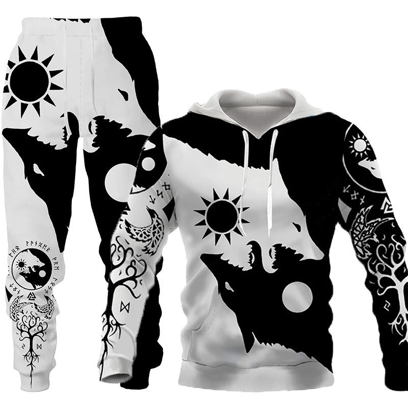 3D Wolf Print Tracksuit Men