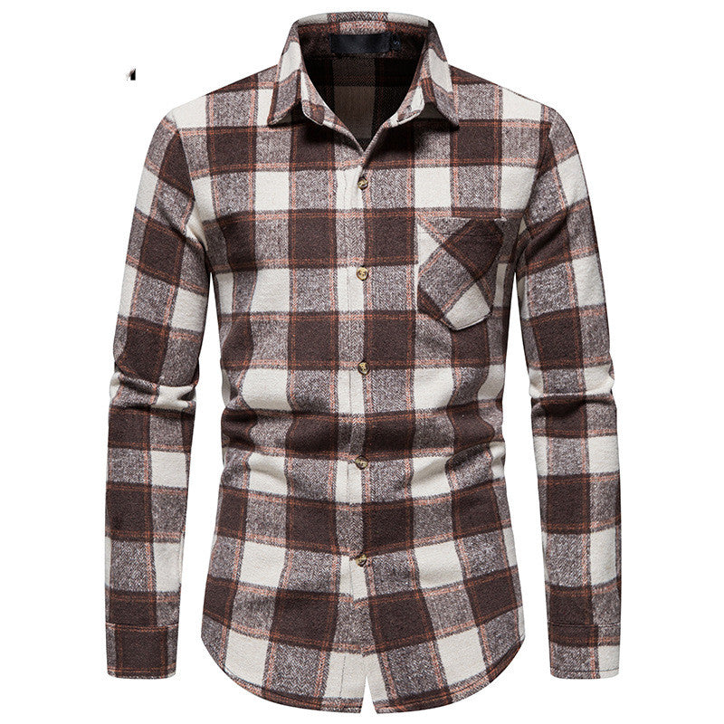 Thick Warm Woolen Flannel Casual Shirt men