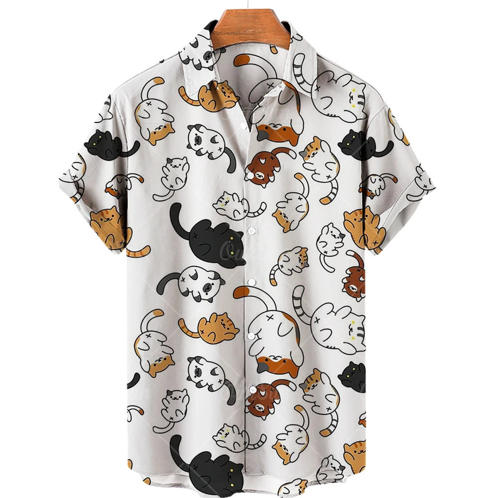 Men's Casual Polo Collar Printed Thin Short Sleeve shirt