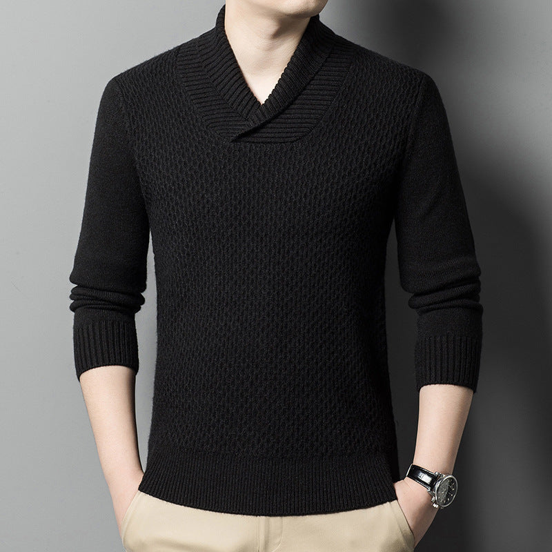 Men's Jacquard Knitted Thickened Warm Coarse Yarn Bottoming Sweater