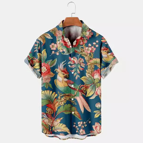 Summer Casual Printed Hawaiian Shirt Men