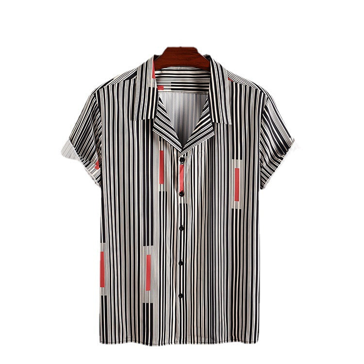 Summer Striped Men's Short Sleeve Thin