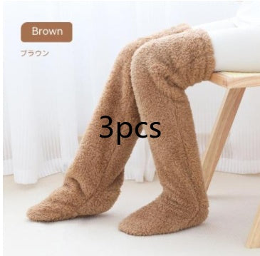 Over Knee High Fuzzy Long Socks Winter Warm Cold Leg Knee Joint Cold-proof Stockings