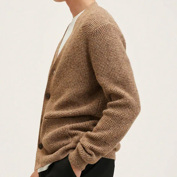 Suéter tipo cárdigan grueso con cuello en V de otoño e invierno