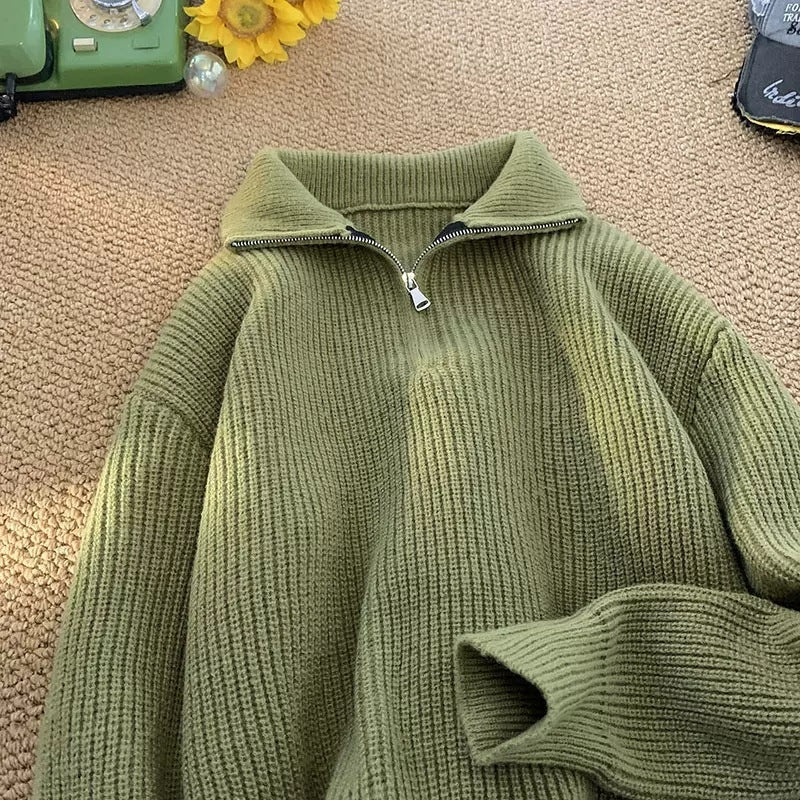 Men's Half Zip Turtleneck Knitting Sweater