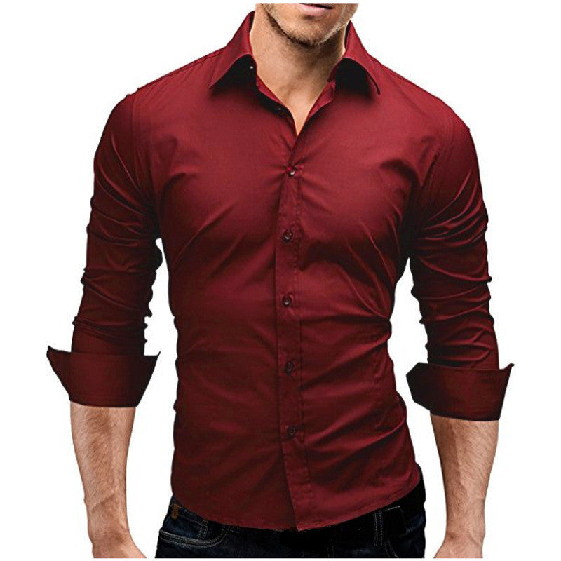 Men's Slim-fit Long-sleeved Simple Formal Shirt