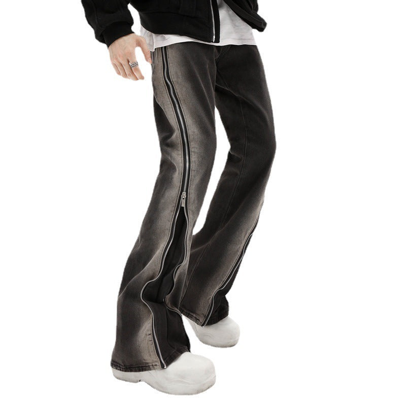 Zipper Straight-leg Trousers Men