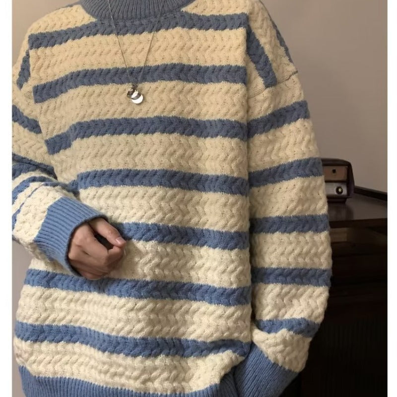 Maglione a righe con scollo tondo per uomo