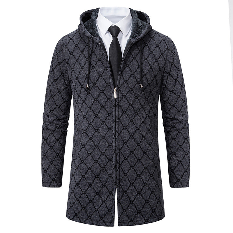 Men's Mid-length Sweater Hooded Coat