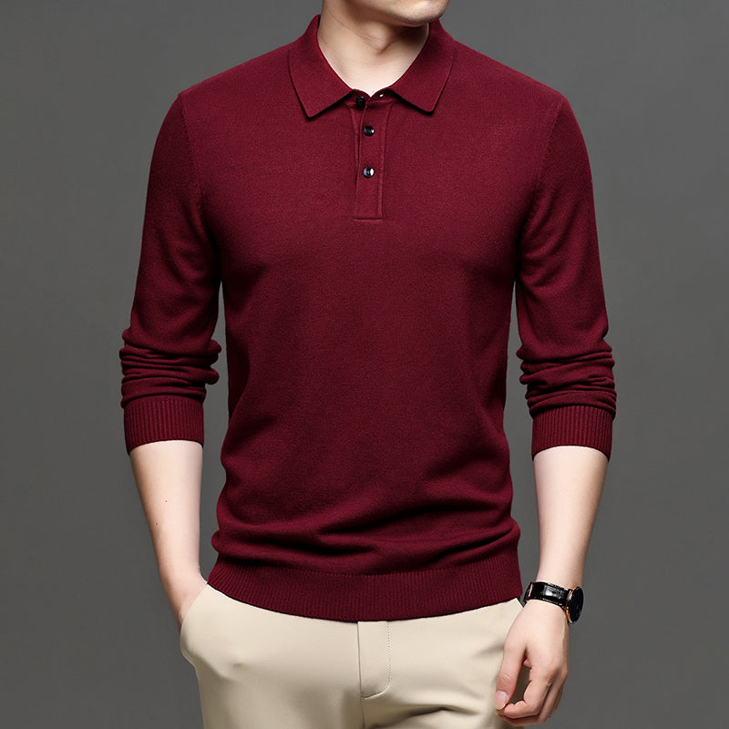 Men's Casual Business Lapel Wool T-shirt