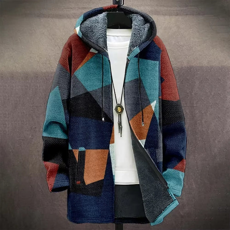 Digital Printed Cardigan Men's Mid-length Trench Coat