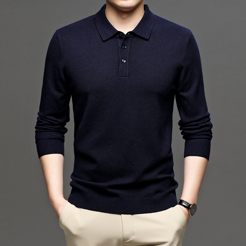 Men's Casual Business Lapel Wool T-shirt