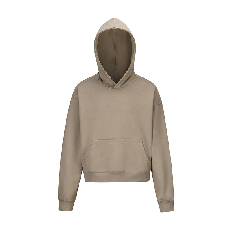 Brushed Basic Solid Color Short Hoodie For Men And Women