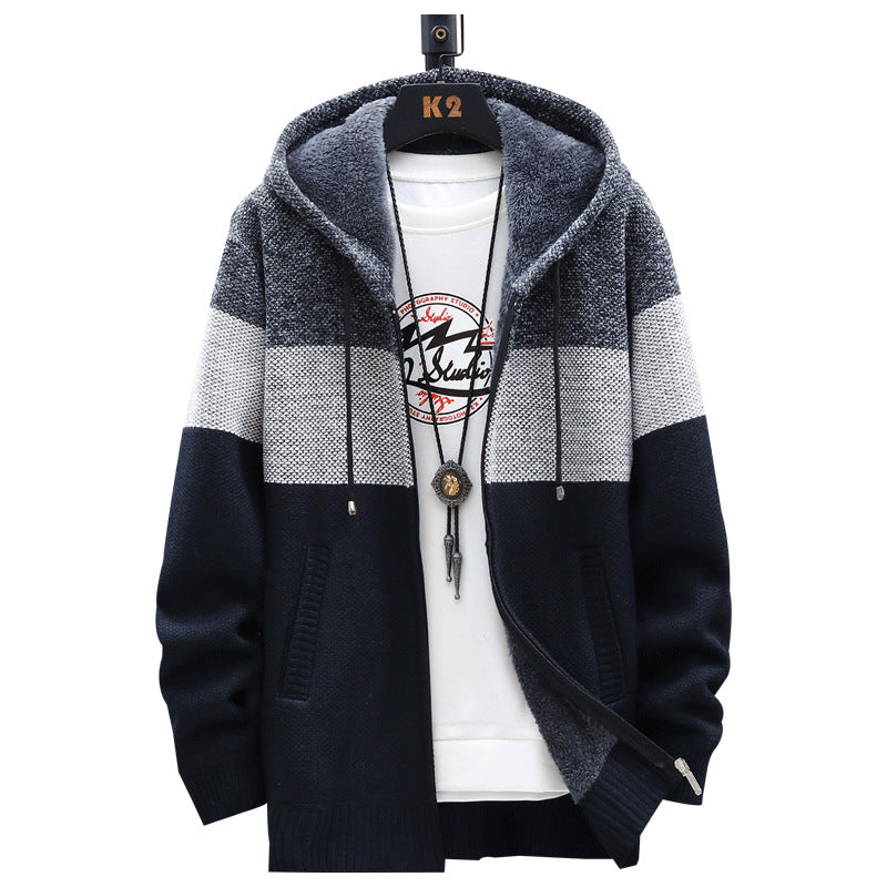 Gradient Color Block Plus Fleece Sweater