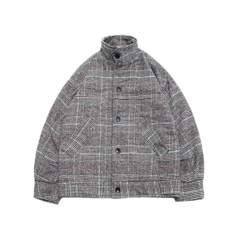 Thick And Loose Boys' All-match Short Plaid Coat