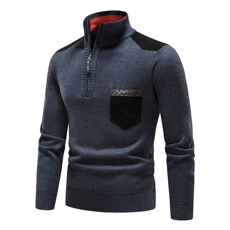 Plush Thickened Pullover Zipper Sweater