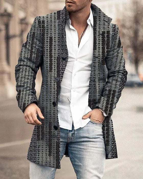 Men's Stand Collar Mid-length Trench Coat