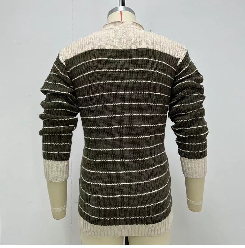 Maglione a righe jacquard autunno e inverno da uomo