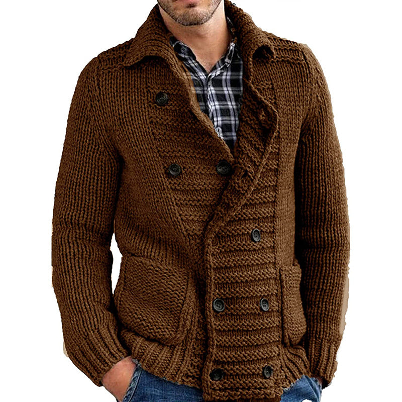 Cardigan Solid Color Lapel Long-sleeved Knitted Jacket