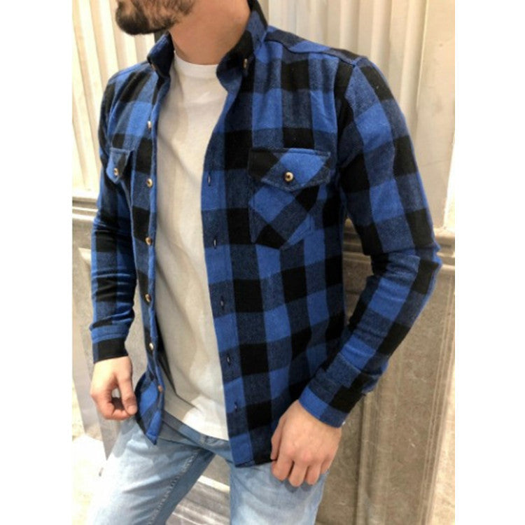 Camisa a cuadros de algodón cepillado para hombre