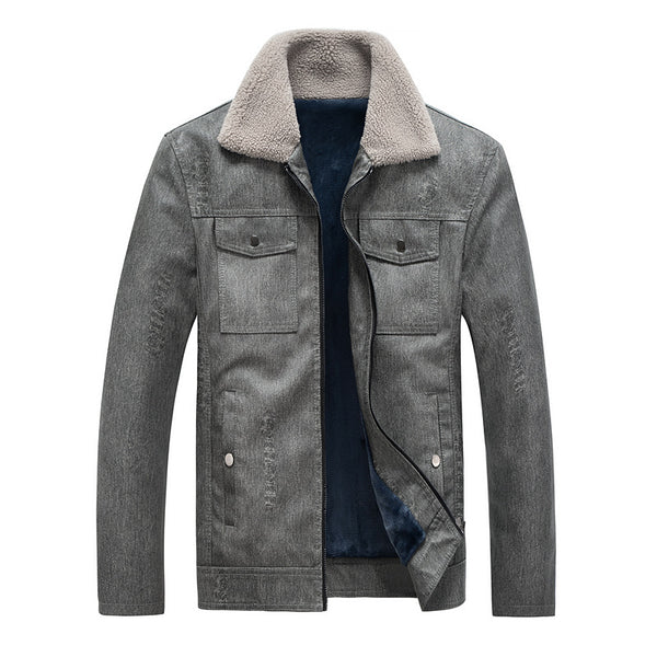 Chaqueta de cuero para hombre más chaqueta gruesa de terciopelo